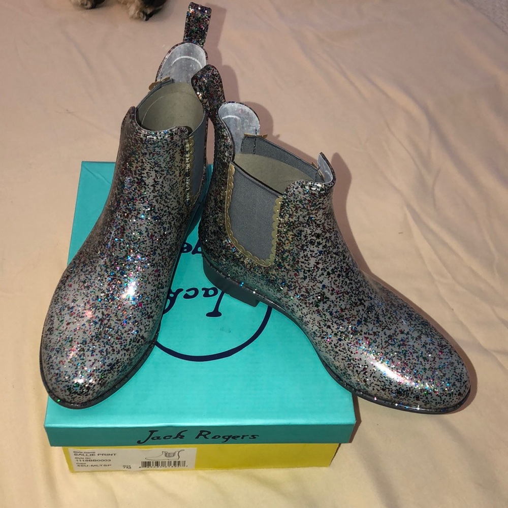 Jack Roger Sallie Print Glitter Rain Booties